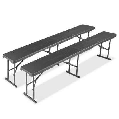 Opvouwbare Kunststof Bank met Handvat - 180x28x43 cm - Voor Tuin - Camping & Balkon - Draagbare kruk - Plastic opvouwbare bank - met handvat - Tuinkruk - Grijs