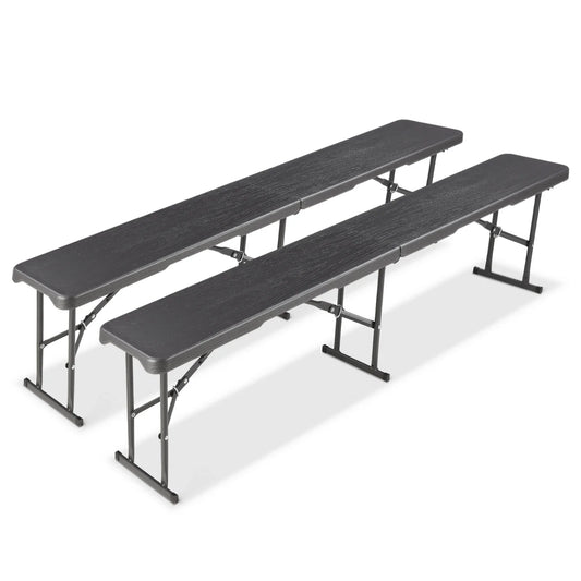 Opvouwbare Kunststof Bank met Handvat - 180x28x43 cm - Voor Tuin - Camping & Balkon - Draagbare kruk - Plastic opvouwbare bank - met handvat - Tuinkruk - Grijs
