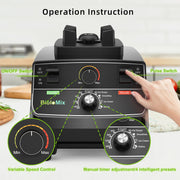 BioloMix 2200W Professional Smart Timer Pre-programmed Blender, 2L round jar, Mixer Juicer Food Processor Ice Smoothies Crusher