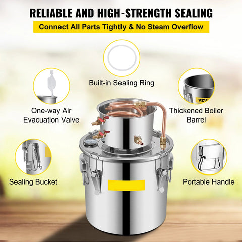 Distilleerapparaat - Distilleerketel - Distilleerketel - Distilleren - 3 Gal - Home DIY Brewing Distilling Kit voor Fruit Wijn Brandy
