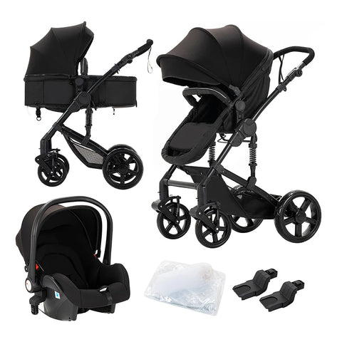 Kinderwagen – Wandelwagen - Opvouwbaar - Babywagen – 3-in-1 - Multifunctioneel - Lichtgewicht - Comfortabel - Veilig – Schokabsorptie - Zwart