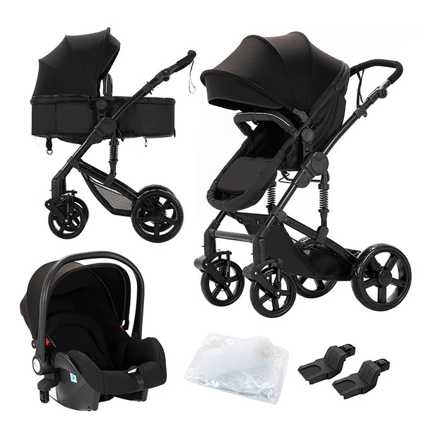 Kinderwagen – Wandelwagen - Opvouwbaar - Babywagen – 3-in-1 - Multifunctioneel - Lichtgewicht - Comfortabel - Veilig – Schokabsorptie - Zwart