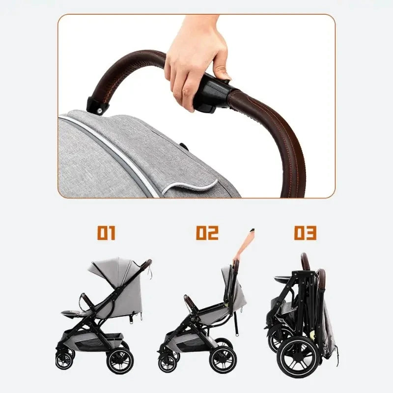 Kinderwagen – Wandelwagen - Babywagen – Opvouwbaar - 3-in-1 - Multifunctioneel - Lichtgewicht - Comfortabel - Veilig – Schokabsorptie - Zwart