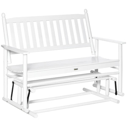 Tuin Bank - Tuinbank Hout - Tuinbanken - Garden Furniture - Houten Schommelbank voor Twee Personen met Armleuningen en Lattenzitting - 125x68,5x102 cm - Wit - QUORE
