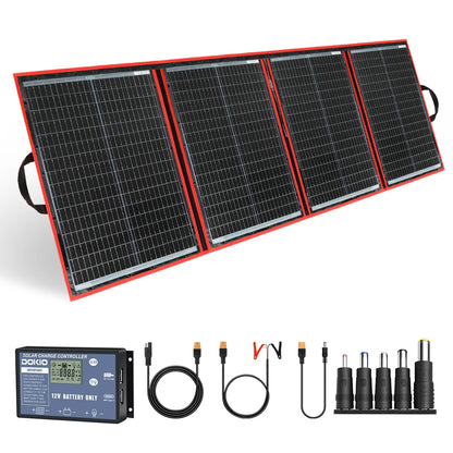 Dokio 100W 160W 200W 300W Portable Foldable Solar Panel with 12V Controller (with bracket SKU) Solar Panel for Family Camping