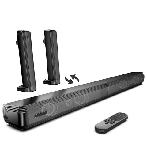 Soundbar - 2-in-1 - Soundbar for TV - Speakers - Speaker cables - Speaker - 3D Surround Soundbar - BT 5.3 - Black