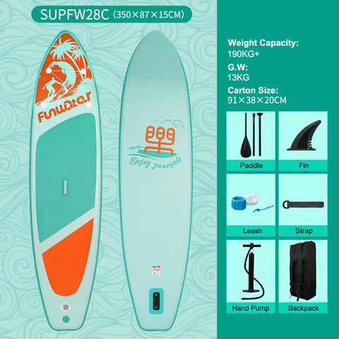SUP Board - Opblaasbaar Paddle Board - Complete Set - Max. 135KG - 320x81cm - Pastelgroen - QUORE