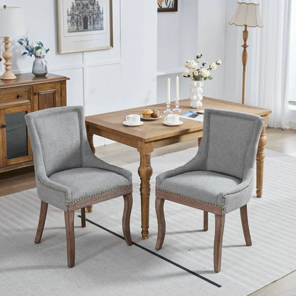 Eetkamerstoelen – Dining Stoelen – Stoelen Set – Houten Stoelen – Stoffen Stoelen – Massief Houten Poten – Comfortabele Dikke Zitting – Verstelbare Pootdoppen – Set van 2
