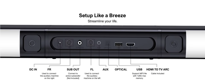 Soundbar - Soundbars voor TV en Theater - Soundbar met Subwoofer - 5.0ch - Sound Bar voor Smart TV - PC - Met RGB-verlichting - Afneembare - Met App-bediening - HDMI - ARC - OPT - AUX - EU Stekker -  Zwart - QUORE