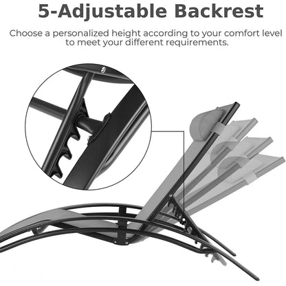 Verstelbare Ligstoel Set – Aluminium Ligstoel – Ligbed Buiten – Tuinmeubilair – Lichtgewicht Frame – Textilene Bekleding