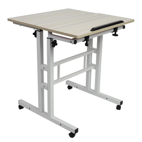Laptoptafel - Laptoptafel Verstelbaar - Laptoptafel op Wielen - Computerbureau - Computertafel - 60cm - Rechthoekig