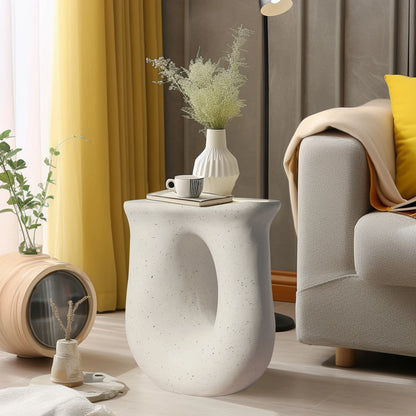 Bijzettafel - Tafel - Koffietafel - Salontafel - U-Vormig Geometrisch Ontwerp - Moderne Nachtkast - Off-White