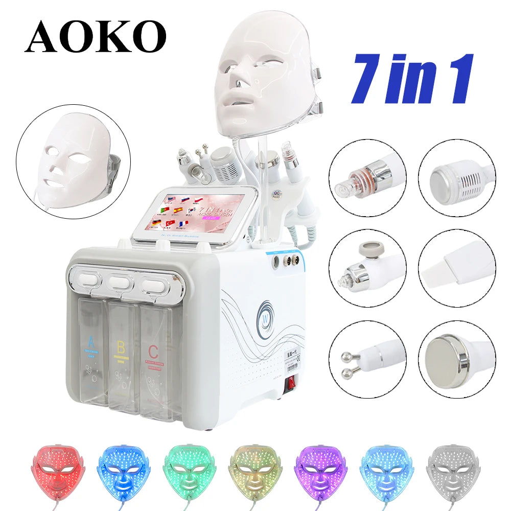 6-in-1 Hydro Dermabrasie Gezichtsbehandeling – Gezichtsreiniger – Huidverjonging Apparaat – Acne Behandeling – Collageen Stimulator – Ultrasone Trillingen – Koude Hammer – CE Gecertificeerd – Gebruiksvriendelijk Thuisapparaat - QUORE