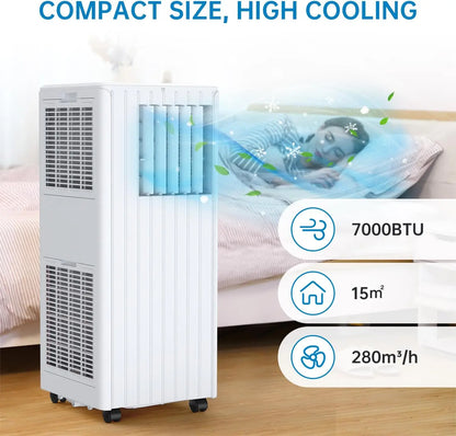 Mobiele Airconditioner – Verplaatsbare Airco – Koelapparaat – Ontvochtiger – Ventilator – 7.000 BTU – 3-In-1 Functie