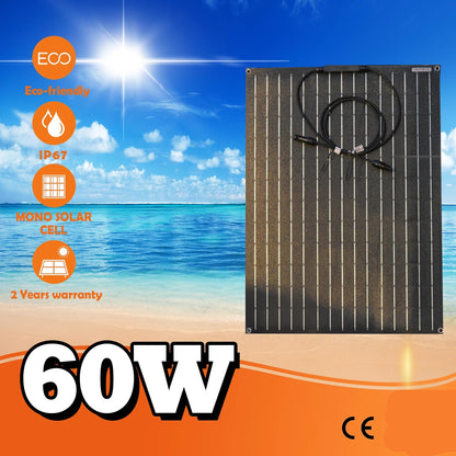 Zonnepanelen - Monokristallijne Zonnepaneel - Draagbaar Zonnepaneel - Flexibele - 60W - 18V - Zonnecel - Zonnecollector - 1PC
