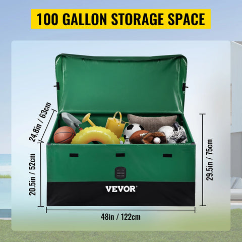 VEVOR Buitenopslagbox - 100 Gallon Waterdichte Patio Deck Box van PE Zeildoek - Tuinopslag en Meubelen - Ideaal voor Buitenruimte - QUORE