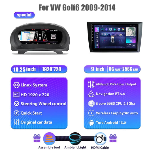 Digitaal Dashboard – Elektronisch Instrumentenpaneel – Digitale Meterkast – Auto Dashboard Display – 12,3 Inch HD IPS Scherm – Plug & Play Installatie – 8G256G Variant