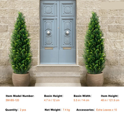 Kunstplant - Kunstplanten voor Binnen en Buiten - Kunstmatige Cedar - Topiary Boom - 91 cm - E Evergreen Sierboom voor Huisdecoratie - Kunsthaag