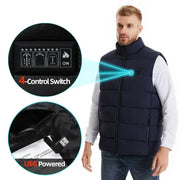 Heating Jacket - Heated Bodywarmer - Heated Clothing - USB Electric Self-Heating Vest - Unisex Heated Jacket - Rechargeable - Heating Heated Clothing - Hunting Ski - Size XL - Blue