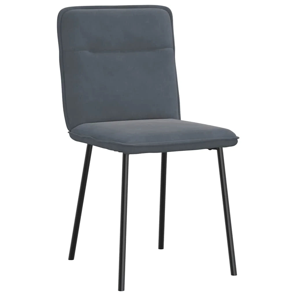 Eetkamerstoelen – Set van 2 Stoelen – Fluwelen Stoelen – Donkergrijze Stoelen – Comfortabele Zitting – Metalen Frame – Zithoogte 47 Cm