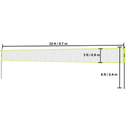 Volleyball - Volleyball Net - Net - Badminton Net - Adjustable Height Steel Poles - with PVC Volleyball Pump Carry Bag - for Backyard Beach Lawn - 1.25inch - Yellow
