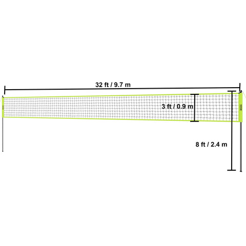 Volleyball - Volleyball Net - Net - Badminton Net - Adjustable Height Steel Poles - with PVC Volleyball Pump Carry Bag - for Backyard Beach Lawn - 1.25inch - Yellow