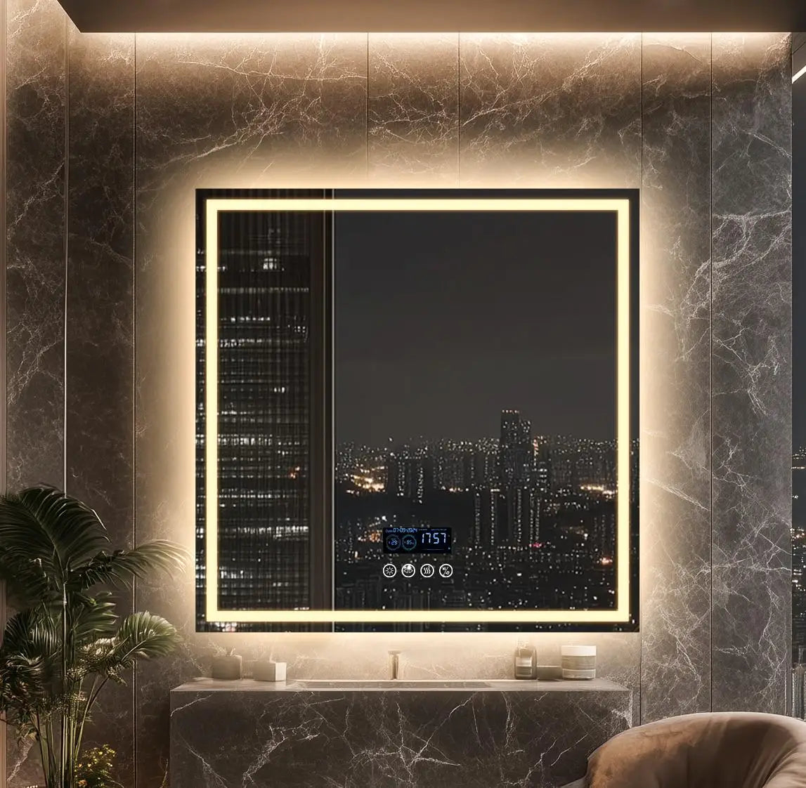 LED Badkamerspiegel – Slimme Spiegel – Anti-Condens Spiegel – Bluetooth Spiegel – Touchbediening – 6000 Lumen – Aluminium Ontwerp - Rond