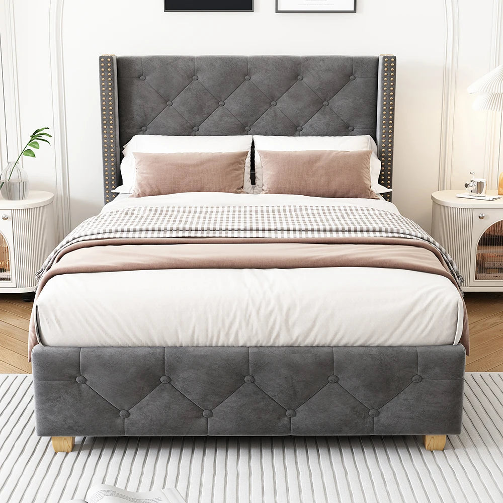 Bedbank – Slaapbank – Bed – Sofa – Logeerbed – Gestoffeerd Velours – Opbergladen – USB Oplaadfunctie – 160x200 cm - QUORE