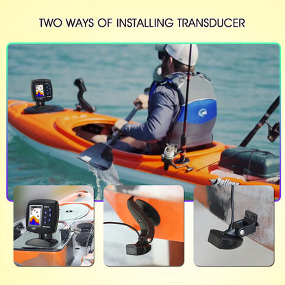 Portable Fish Finder Wireless Sonar Sensor Fishing Depth Finder Locator Fishfinder with Wired Transducer for Boat Kayak Fishing