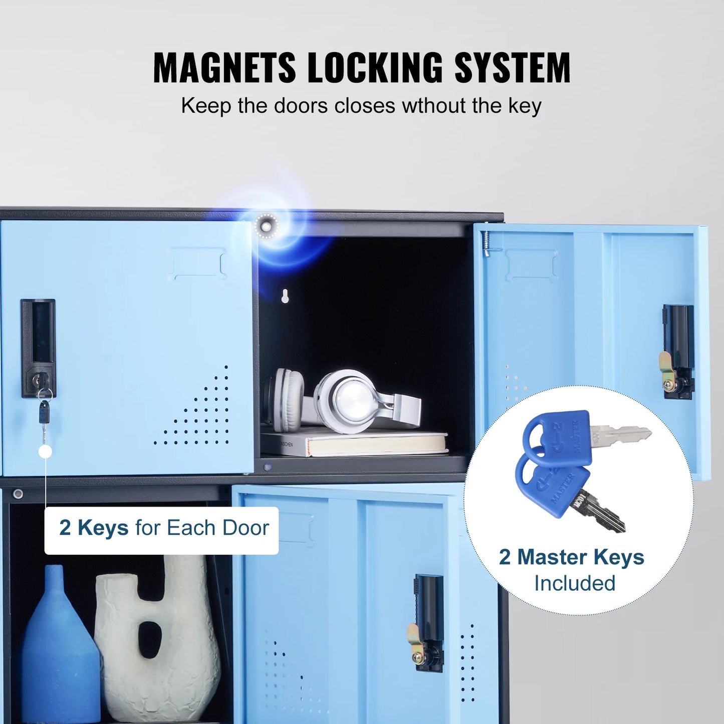 Metalen Opbergkast – Lockerkast – Opbergkast – Kantoor Kast – Garage Kast – 9 Compartimenten – Magneetsloten