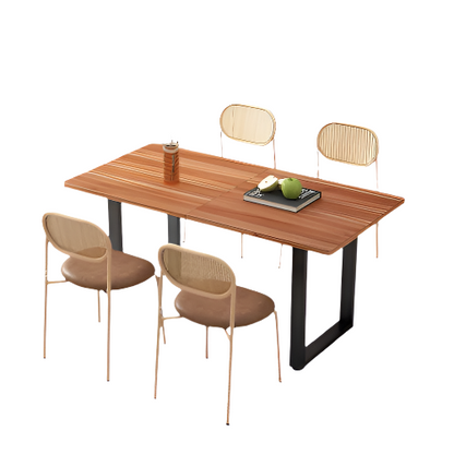 Eetkamerstoelen – Stoelen – Rattan Stoelen – Metalen Poten – Set Van 4 – Ergonomisch Ontwerp – PU Zitting - Bruin