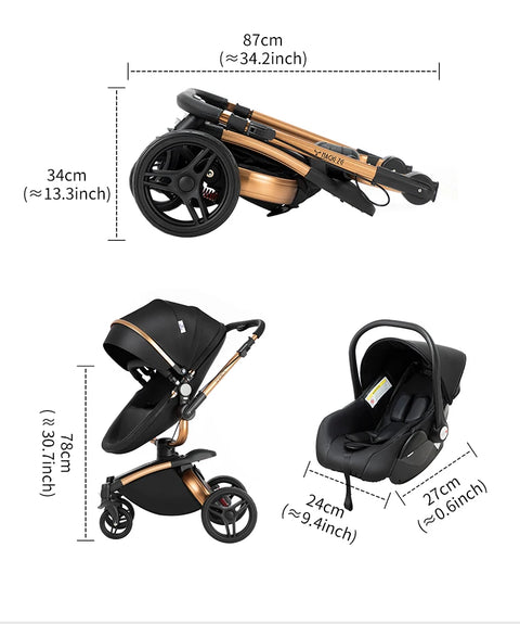 Babywagen - Buggy - Inklapbare Buggy - Opvouwbare Buggy - Inklapbare Buggy New Born - 3 in 1 -BabyWalker- Lichtgewicht Ba voor Pasgeboren Baby - Wit