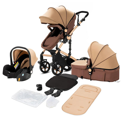 Baby High Landscape Lightweight Prams 3-in-1 Baby Stroller Travel System Carriages for Newborns Pushichair Car Seat Stroller
