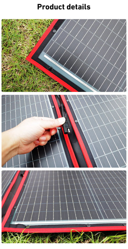 Zonnepanelen - Opvouwbaar Zonnepaneel - Zonne Energie - 100W - met 12V Controller Kit - Waterdichte - Draagbaar en Compact voor Kamperen, Outdoor en Noodstroom - QUORE