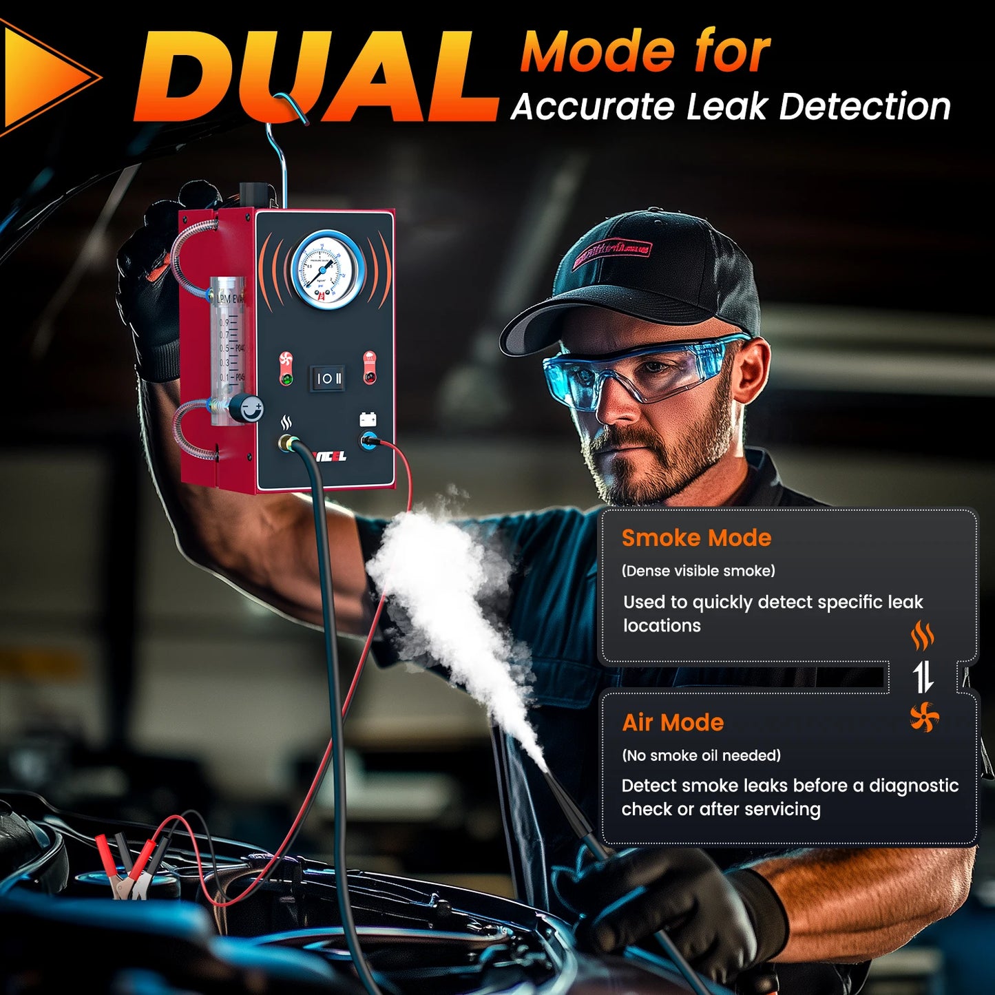 Rooklekkendetector – Auto Smoke Leak Detector – Lekdetectie – Motorlekkages – Brandstoflekkage – Ingebouwde Luchtpomp – Instelbare Flowmeter