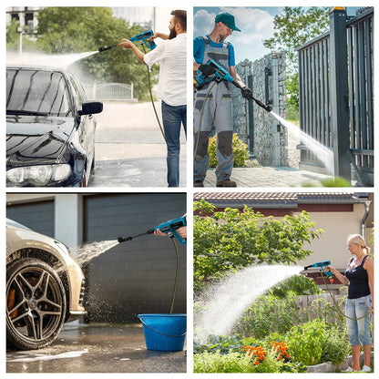 Hogedrukreiniger - Terrasreiniger - Hogedrukreiniger Accu - Elektrische Hogedrukreiniger - 250Bar  - Draadloos Spuitpistool - met 2 x Accu - Draagtas - voor Auto - Tuin - Terras - 18V - Blauw - QUORE