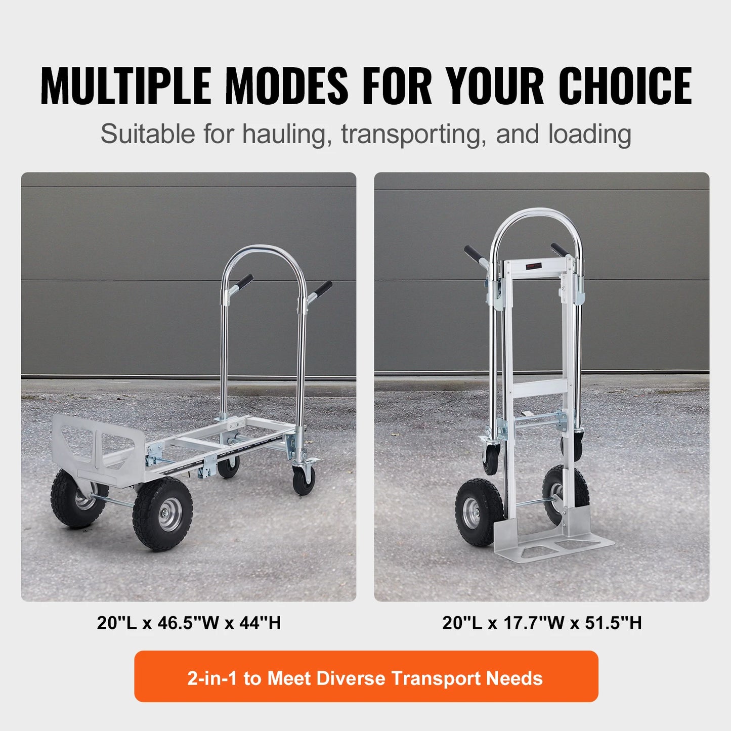 Transportkar – Handkar – Platformkar – Inklapbaar – Lichtgewicht – Aluminium Frame – 454 Kg Lastvermogen