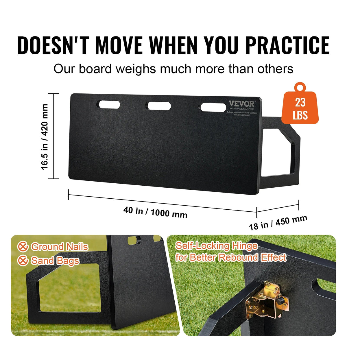 Rebounder - Rebounder Voetbal - Rebounder Bord Voetbal - Voetbal - 45X18 inch - met 2 hoeken Rebound - Opvouwbaar en draagbaar - HDPE Kickback Rebound Board - QUORE