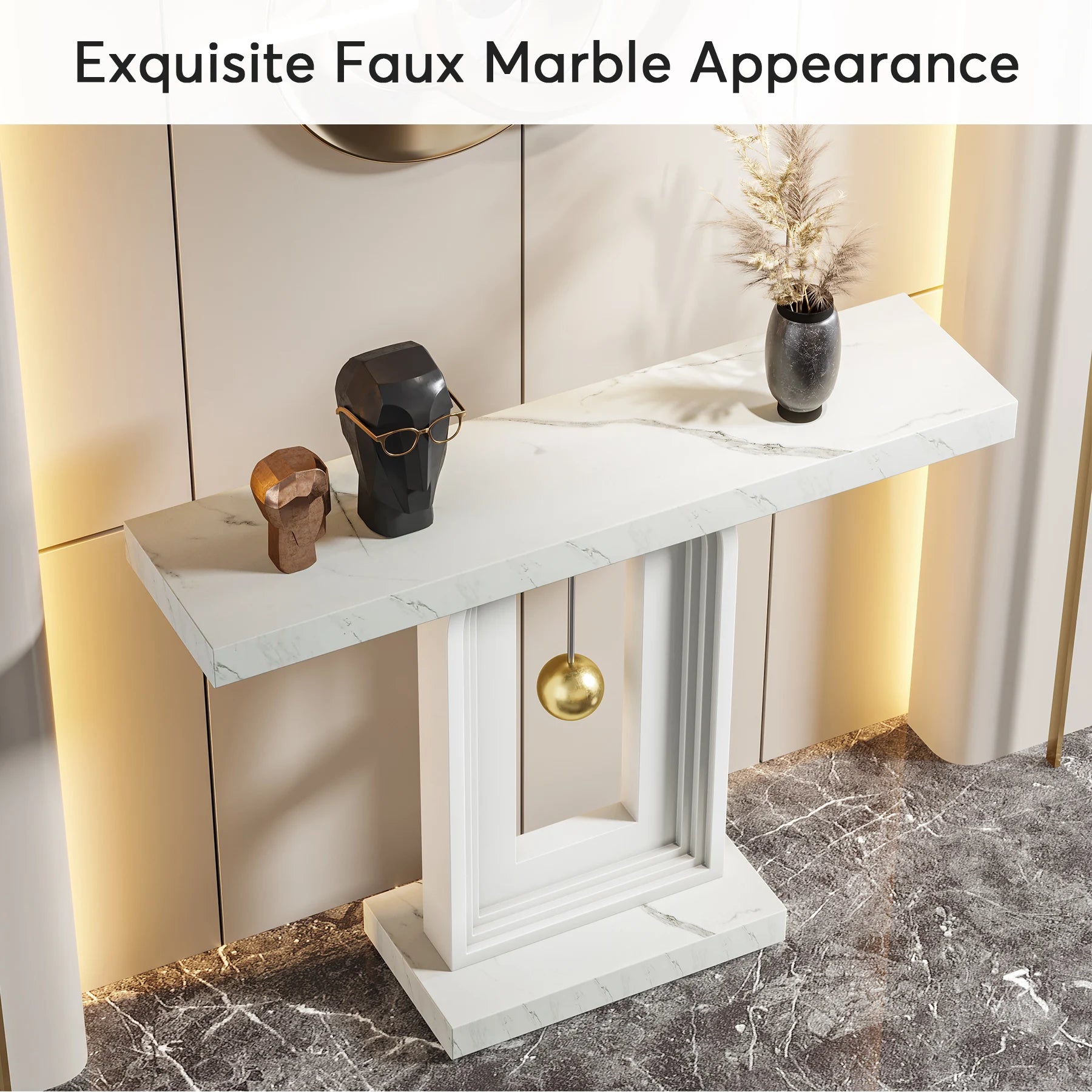 Tribesigns Modern Console Table, 40 Inches Narrow Sofa Entryway Table with Pendulum Shape Base, Contemporary Wood Accent Table - QUORE