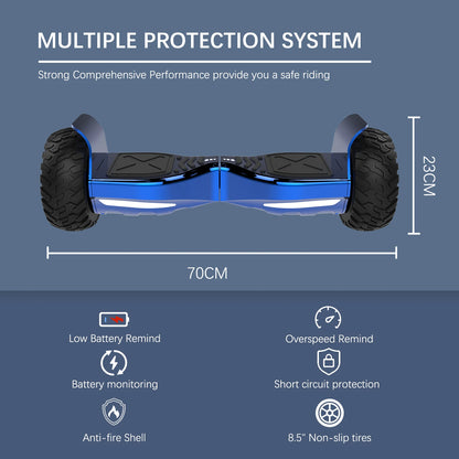 Hoverboard – Offroad Hoverboard – All Terrain Hoverboard – Elektrisch Skateboard – 8.5 Inch Band – Waterbestendig IP54 – Dubbele Motor 15 Km/u - QUORE