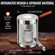 Metaal smeltoven - Smeltkroes - Smeedoven - 6kg - Roestvrij staal - 1 Brander - 1482℃ - QUORE