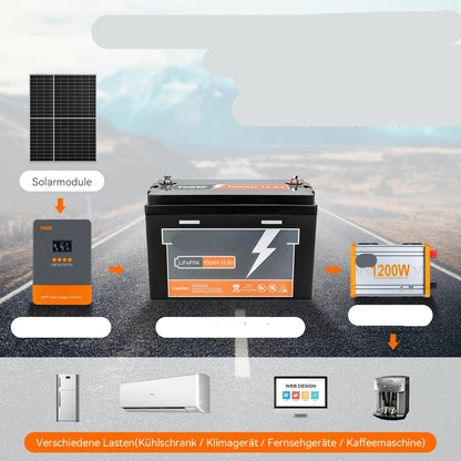 12V 100Ah LiFePO4 Accu – Lithium Accu – Loodaccu Vervanger – Zonnepaneel Accu – Camper Accu – 6000 Cycli – BMS Veiligheid