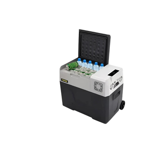 Mini koelkast - Mini koelkast voor drankjes - Mini auto koelkast - Draagbare vriezer met wielen en handvat - Koelbox voor kamperen - 40L - 12V - Grijs