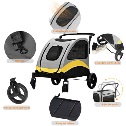Dierenwagen – Huisdierbuggy – Hondenwagen – Kattenbuggy – Ruim Comfortabel Interieur – Veilig Stabiel Frame