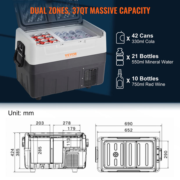 Koelkast - Minifridge - Minifridge voor drankjes - kleine koelkast - Koelkasten - met Wiel Compressor Vriezer voor Camping Picnics Auto Thuis Reizen - 55L