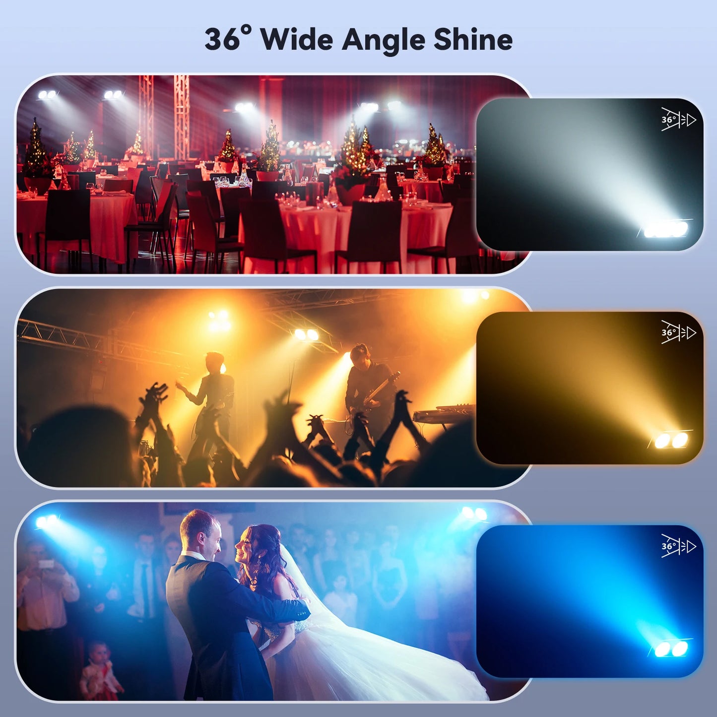 LED Par Lichtset – Podiumverlichting – DJ Verlichting – Feestverlichting – Theaterlampen – 4 Stuks EU Plug – 100W RGBW COB LEDs – DMX512 & Geluidsgestuurd