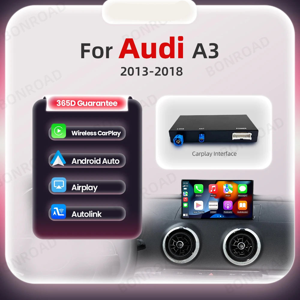 CarPlay Adapter – Wireless CarPlay Dongle – Android Auto Adapter – Draadloze Auto Adapter – Carplay Box – Bluetooth Connectie – Geschikt voor Audi A3 8.3 Inch Scherm - QUORE