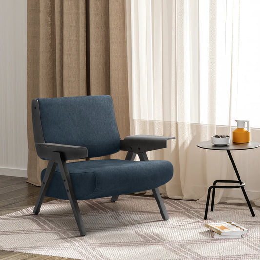 Fauteuil - Loungestoel - Loungestoel Binnen - Fauteuils met Armleuning - Modern Minimalistisch - voor Woonkamer Balkon Fauteuil - Chenille Blauw
