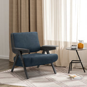 Fauteuil - Loungestoel - Loungestoel Binnen - Fauteuils met Armleuning - Modern Minimalistisch - voor Woonkamer Balkon Fauteuil - Chenille Blauw