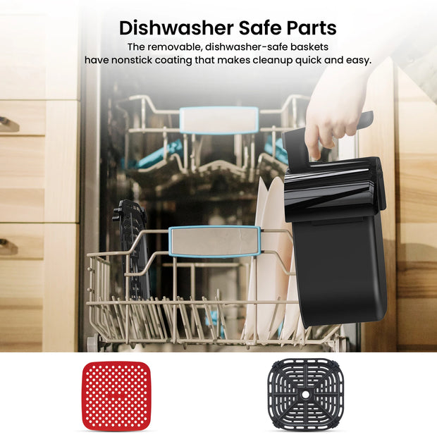 Digital Airfryer - PFAS free - Large 5 Liter - Hot air fryer - Black - Digital screen - 8 Presets - Including height-adjustable Grill rack - 2000W